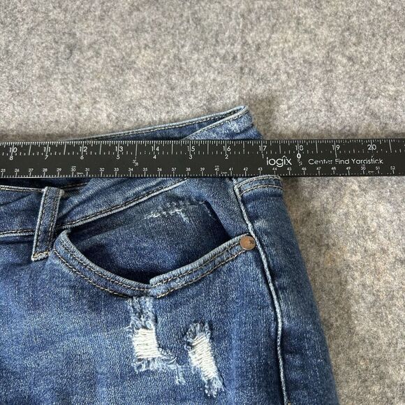 Judy Blue Jeans Womens 15/32 Straight Leg Distressed Medium Wash Denim Stretch - Picture 4 of 10